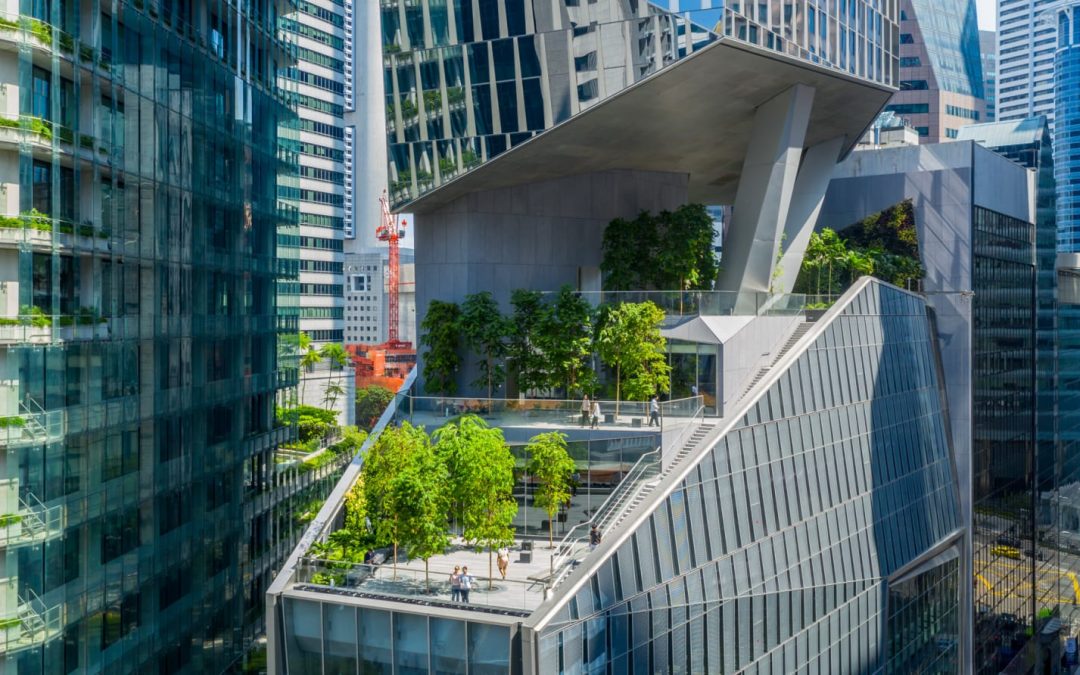 A gravity-defying tower aimed at ‘sustainable urbanism’ has opened in Singapore