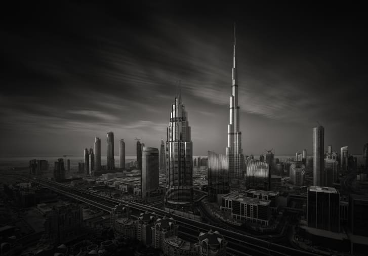 Dark City: Beauty of Dubai Skyscrapers Captured in Monochrome