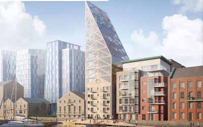 Waterfront Tower: Sustainable Timber Tower to Crown 19th Century Dublin Mill