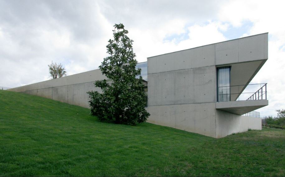 Concrete House with Grass on Roof Matches Surroundings